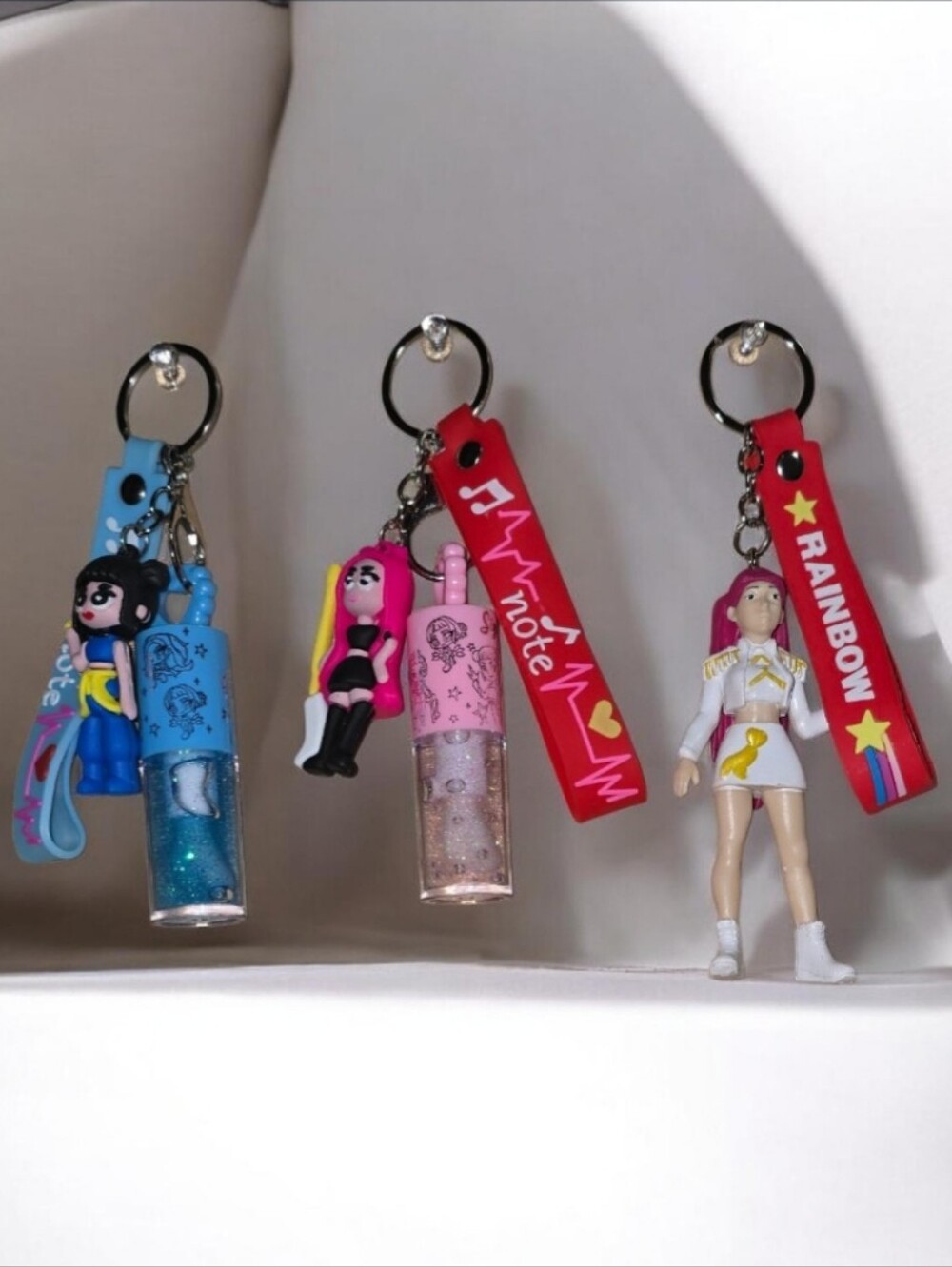 #B22 Kids Glitter Lip Gloss Keychain - Blue, Pink, Red